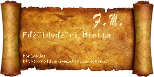 Földvári Mietta névjegykártya